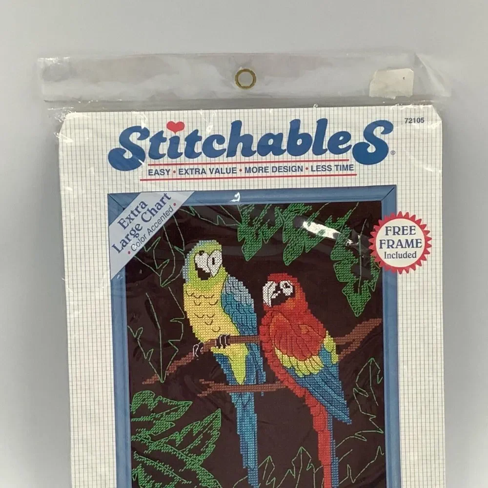 Stitchables Dimensions Parrot Perch Counted Cross Stitch Kit‎ #72105 Frame NEW